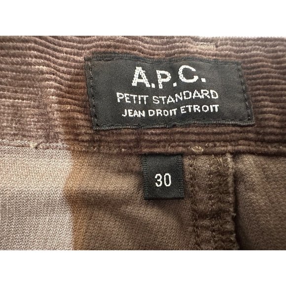APC Corduroy Pants Mens 30 Brown Petit Standard Button Fly Straight Slim Fit - Picture 9 of 16